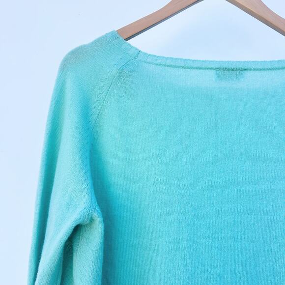 LUIV Firenze Feather Italian Cashmere Sweater Top Long Sleeve Teal Large - Picture 8 of 14